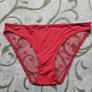 Jessica Simpson Ultra Flirty Sexy floral Sheer Red Bikini Cut Panty Large